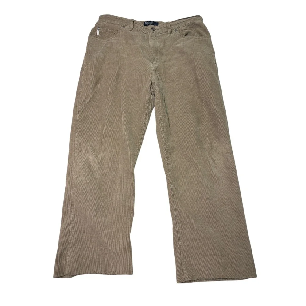 Vintage Polo Ralph Lauren Corduroy Pants Tan Straight Leg‎ Mens Size 34x32